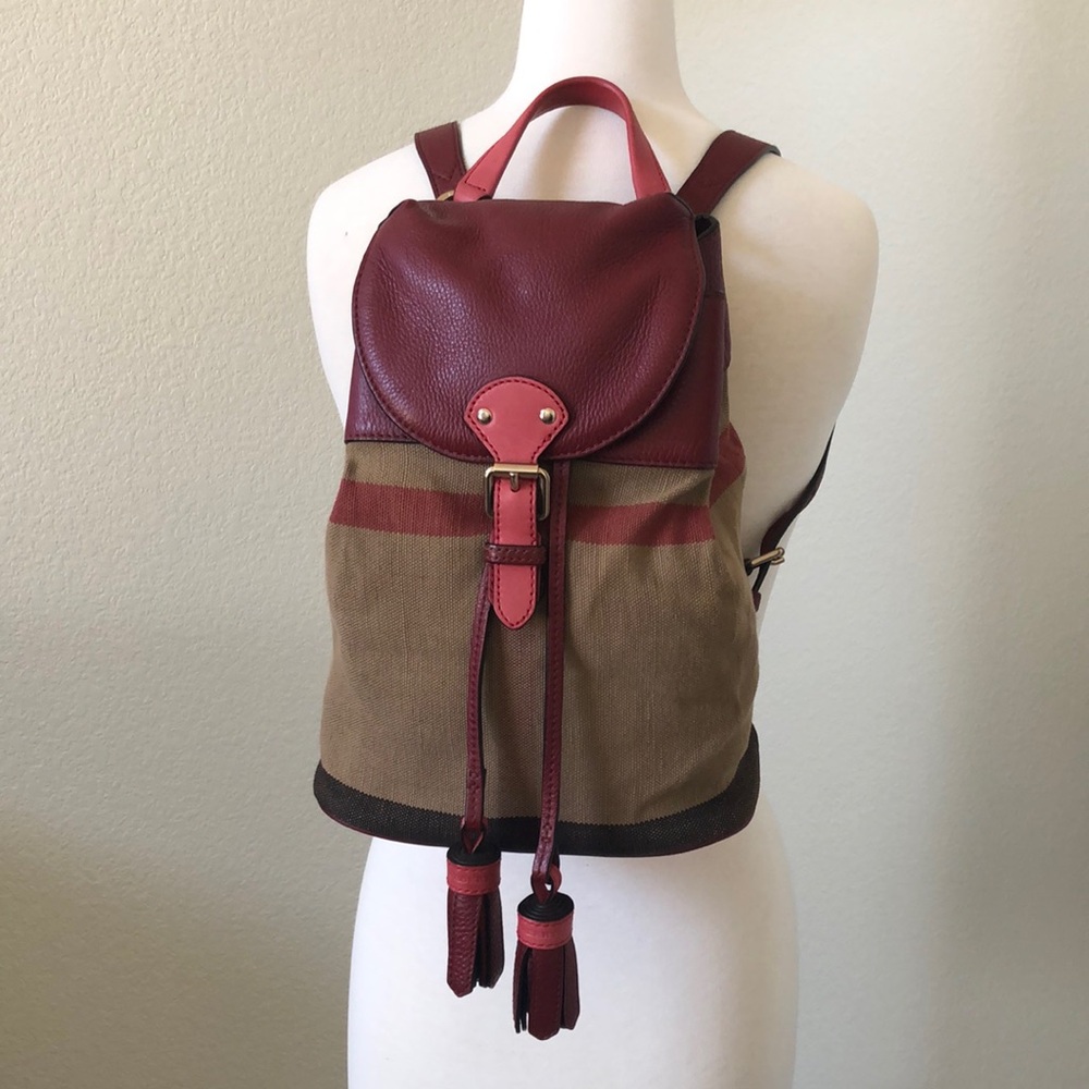Burberry Linen and Leather Backpack